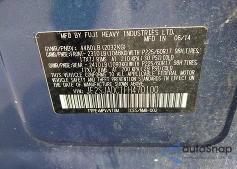 2015 Subaru Forester 2.5I Premium z USA, uszkodzony, nr VIN JF2SJADC1FH470100